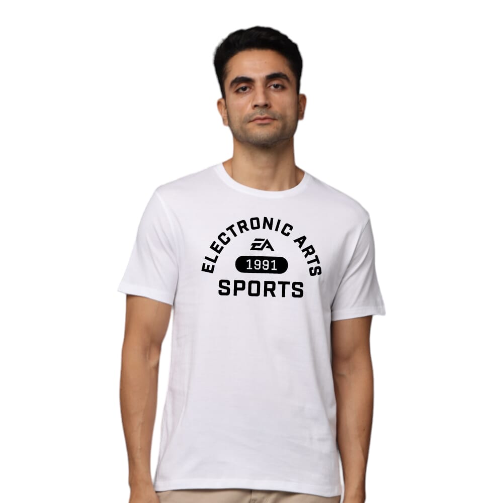 EA Sports Greys&Blues Pima Round neck T-Shirt-White